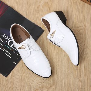 men's genuine leather Oxford dress shoes in black with classic lace-up formal design
