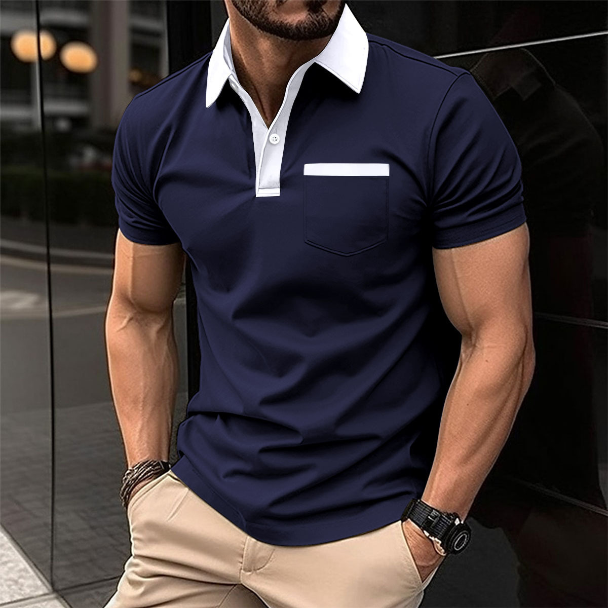Men's Slim Fit Pocket Polo Shirt | Short Sleeve Casual Polo - Image 6