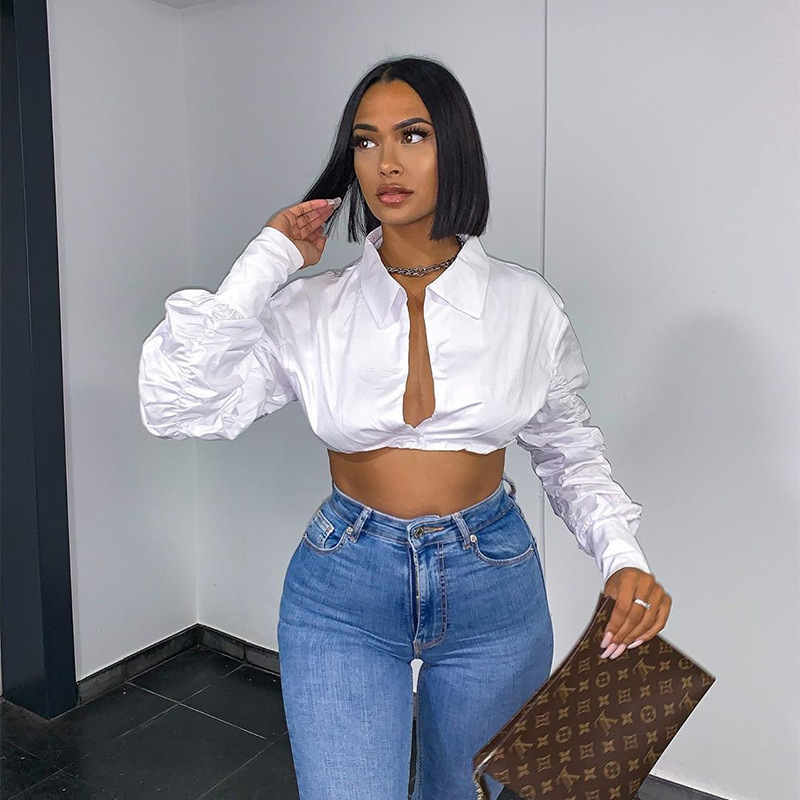 Women’s Puff Sleeve Button-Up Blouse | Elegant Casual Shirt