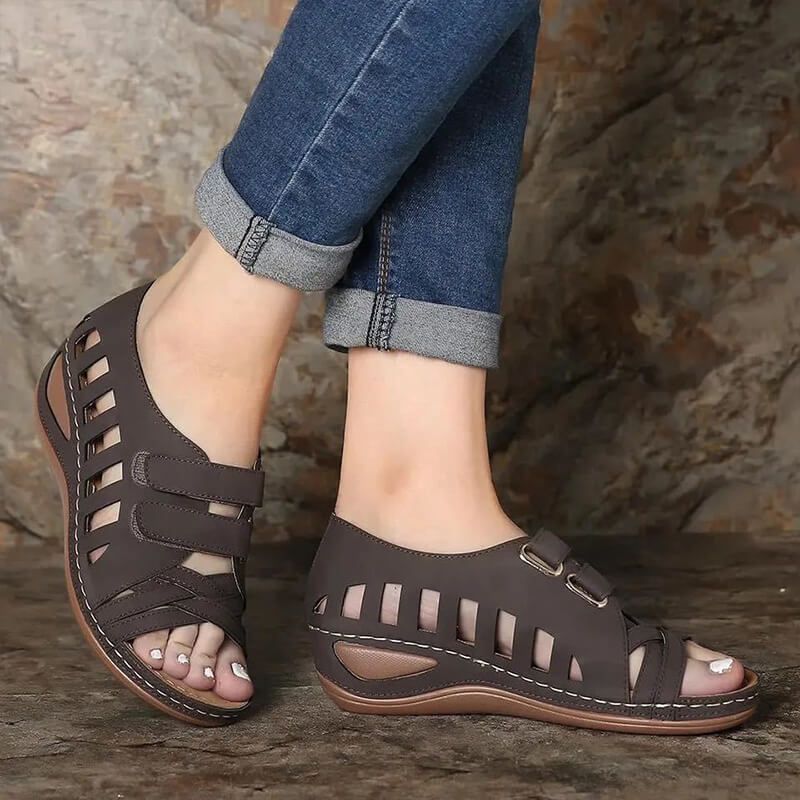 Women's Open Toe Wedge Sandals - Image 5