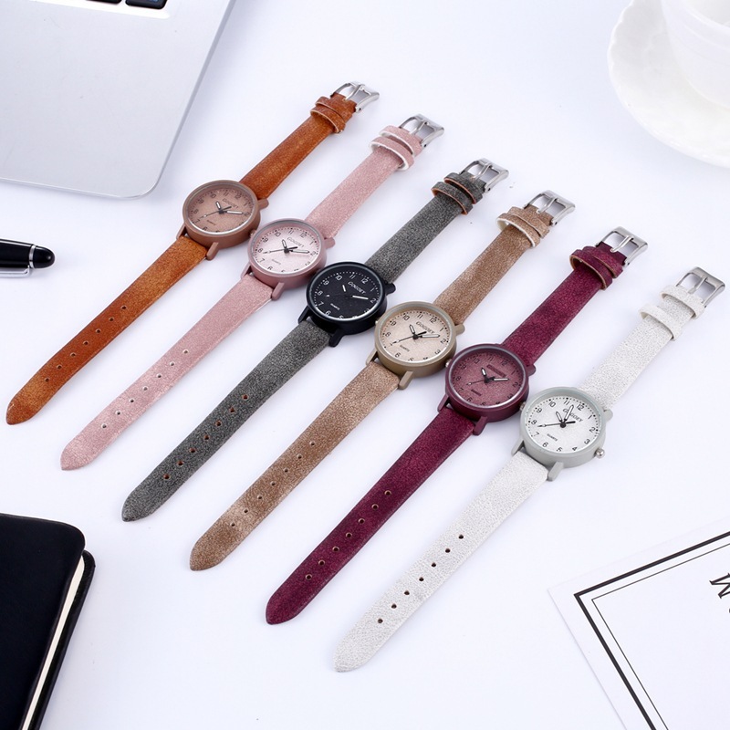 Ladies Quartz Casual Watch – Leather Strap Round Wristwatch