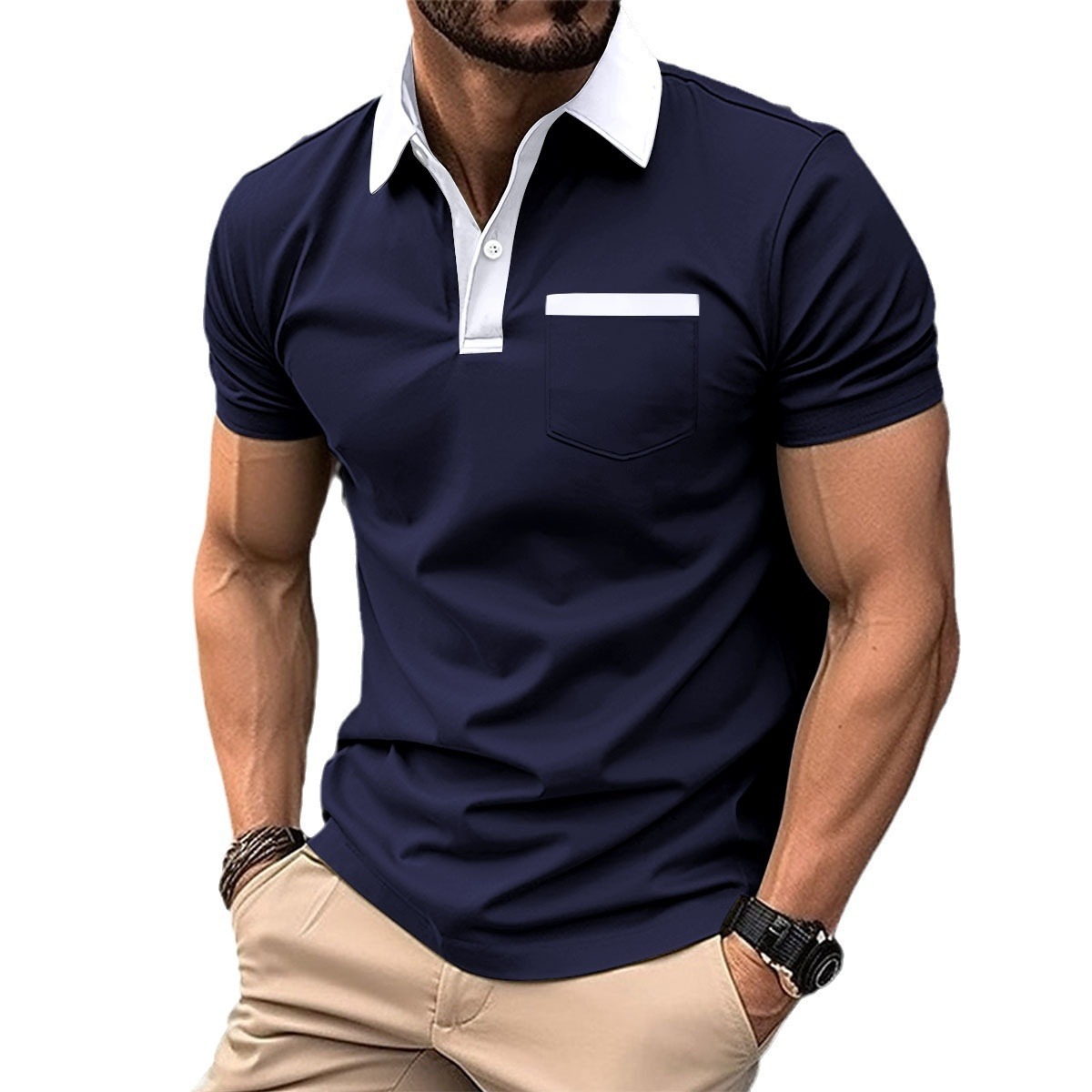 Men’s Slim Fit Pocket Polo Shirt | Short Sleeve Casual Polo