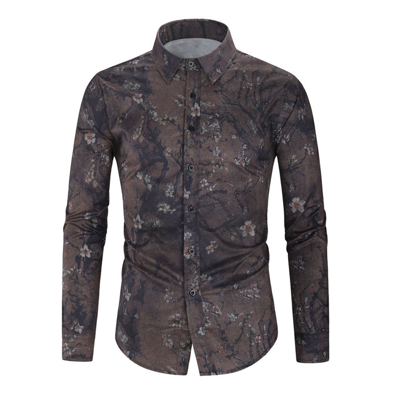 Men’s Floral Print Long Sleeve Shirt | Casual Button-Up Shirt