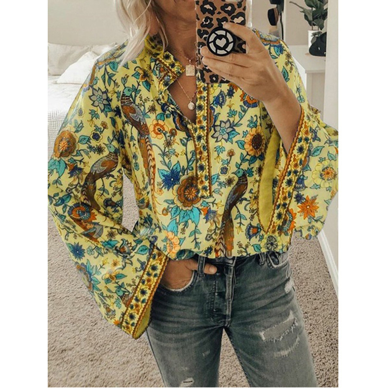 Peacock Print Chiffon Shirt - Image 10