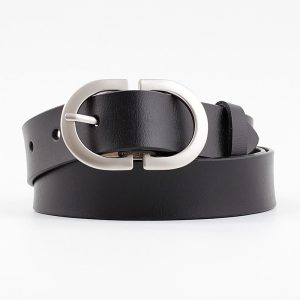 Women’s Leather Belt with Oval Buckle Belt