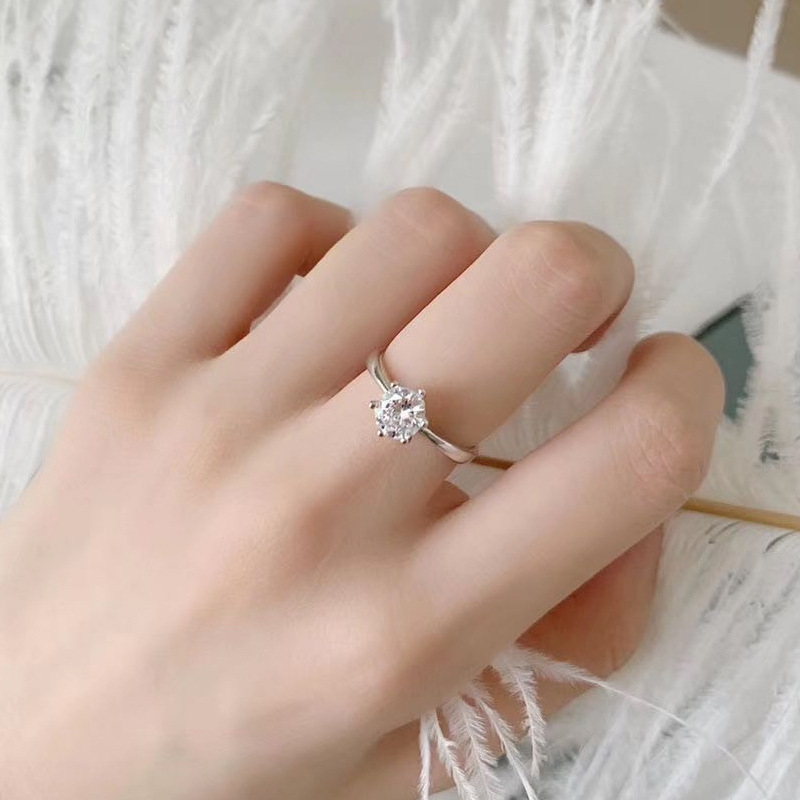 1 carat faux moissanite geometric ring with korean style design
