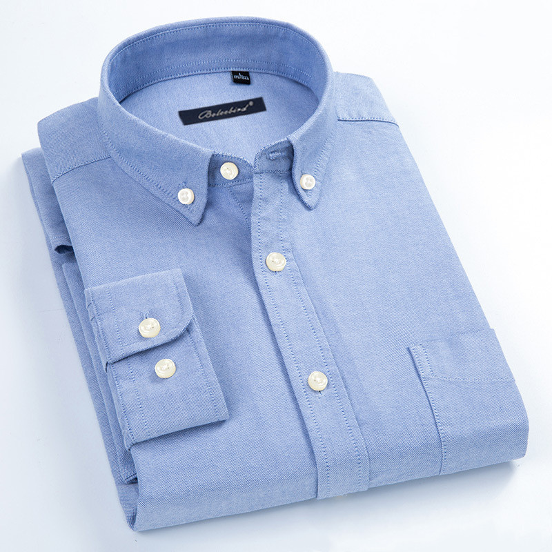 men's long sleeve Oxford button-down shirt with classic business casual styling