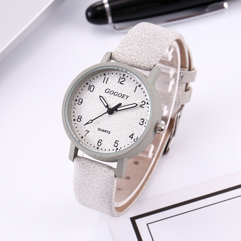 Ladies Quartz Casual Watch – Leather Strap Round Wristwatch