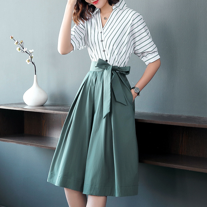 Women’s V-Neck Waist Shirt Dress