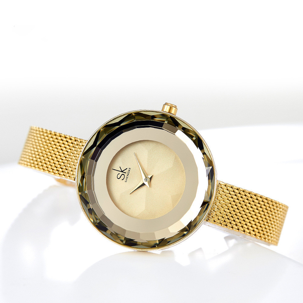 Ladies mesh strap glass watch - Image 2