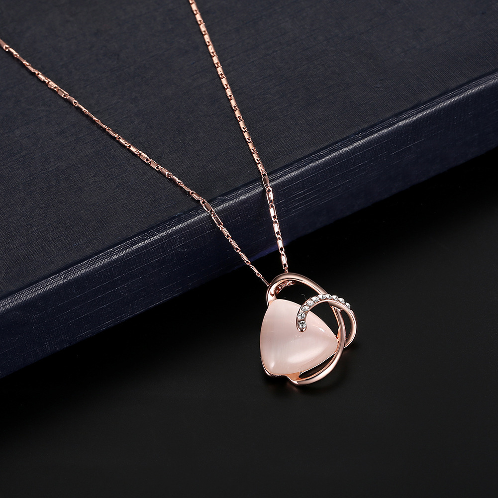 rose gold necklace and earrings jewelry set with pink gemstone accents