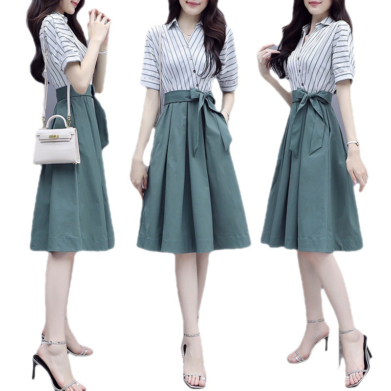 Women’s V-Neck Waist Shirt Dress
