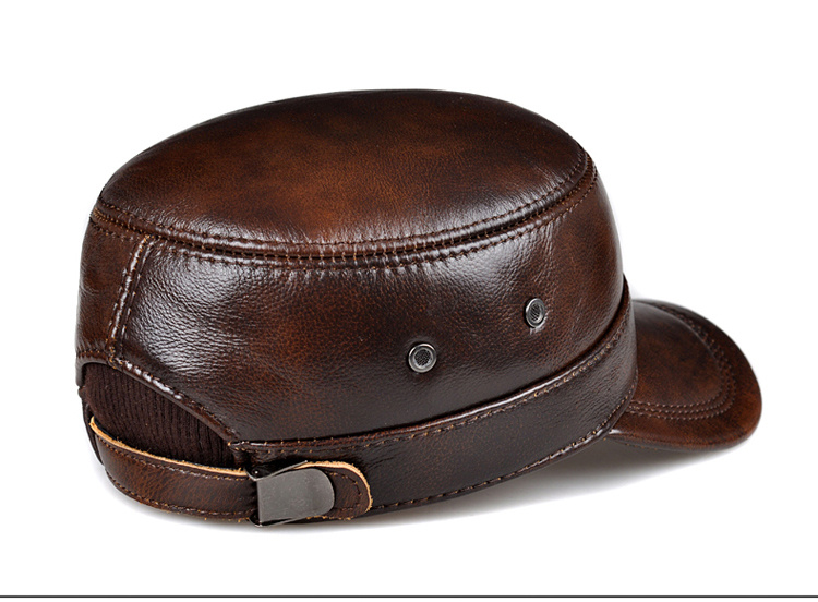 Genuine Leather Military Hat