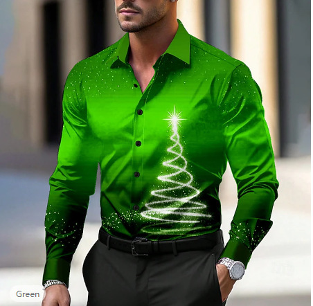 Men's Long Sleeve Hawaiian Shirt | Loose Fit Printed Shirt - Image 4