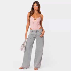 Retro Print Denim Jeans