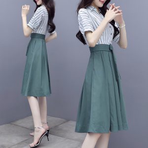 Women’s V-Neck Waist Shirt Dress