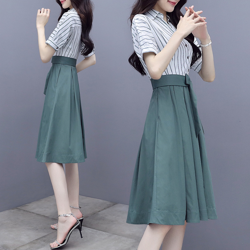 Women’s V-Neck Waist Shirt Dress