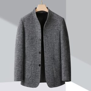Men’s Mandarin Collar Wool Blend Coat | Chinese Style Winter Coat