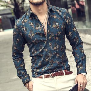 Men's 3D Floral Print Shirt | Slim Fit Casual Button-Up
