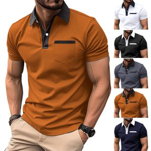 Men’s Slim Fit Pocket Polo Shirt | Short Sleeve Casual Polo