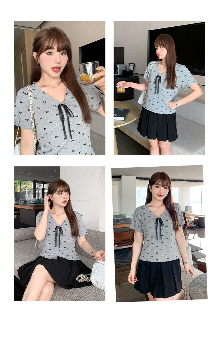 Sweet Bow Print T-Shirt