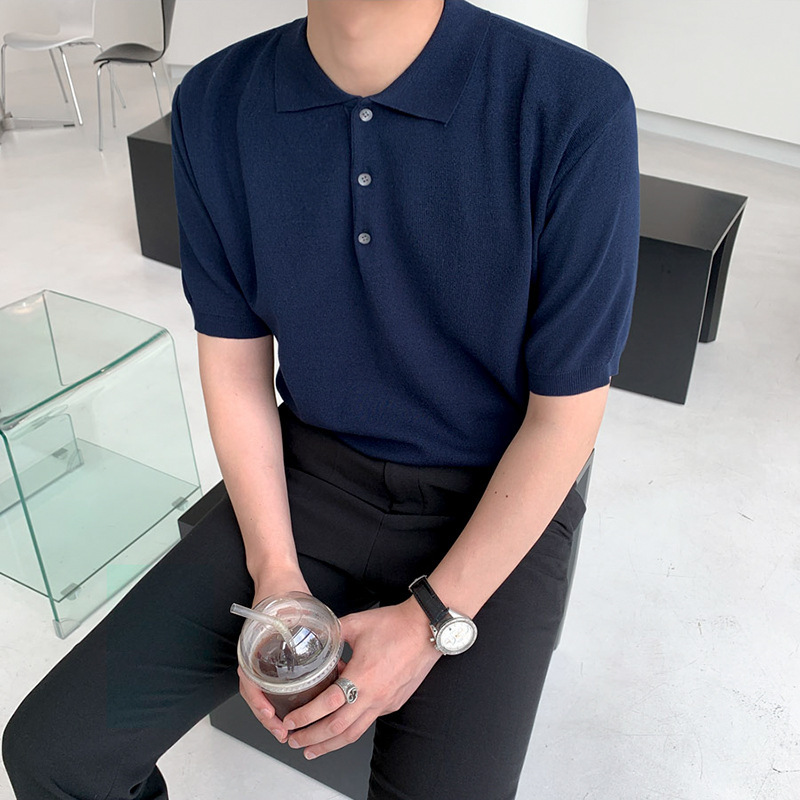 Men's Ice Silk Knit Polo Shirt | Short Sleeve Trendy Polo - Image 7