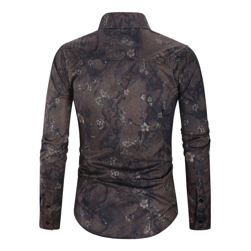 Men’s Floral Print Long Sleeve Shirt | Casual Button-Up Shirt