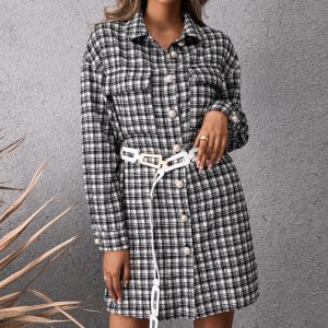 Women's Mid-Length Plaid Shirt