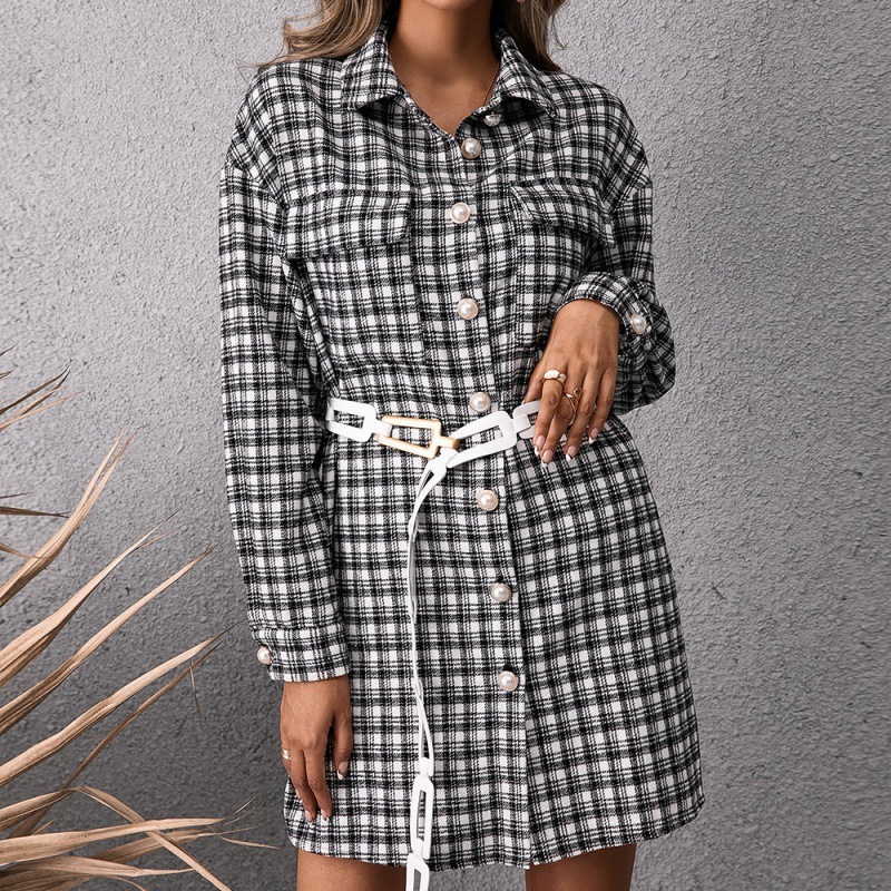 Women's Mid-Length Plaid Shirt
