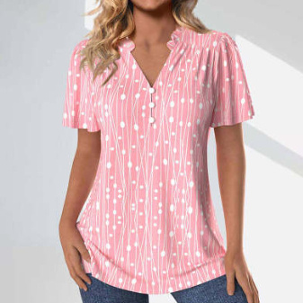 Women's Printed V-Neck Blouse | Casual Long Sleeve Shirt - Image 7