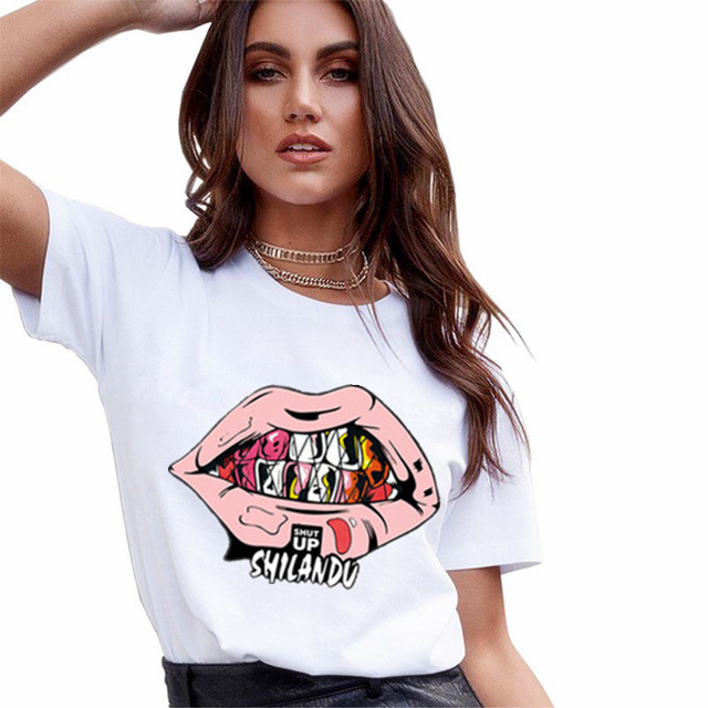 Red Lip Print T-Shirt | Casual Short Sleeve Top - Image 10
