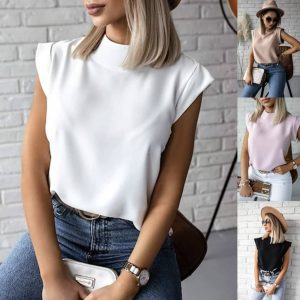 Women’s Printed Stand Collar Blouse