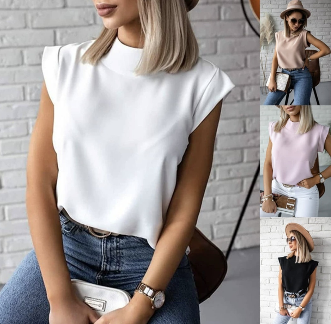 Women’s Printed Stand Collar Blouse