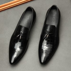 men's genuine leather pointed toe dress shoes with classic business styling