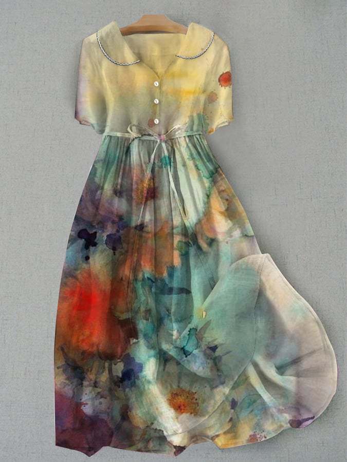 Women’s Floral Casual Shirt Dress | Long Sleeve Printed Dress