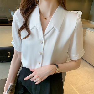 Women's Short Sleeve Chiffon Blouse
