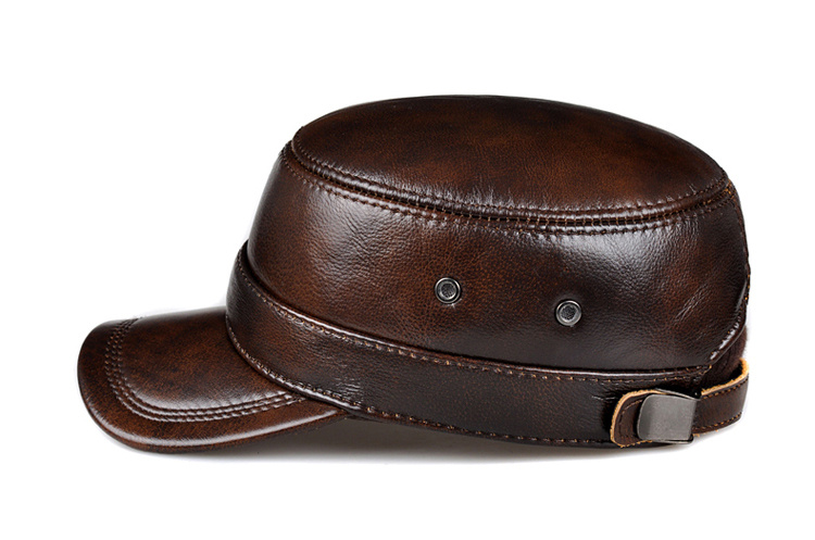 Genuine Leather Military Hat