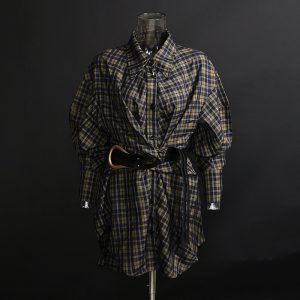 Retro Plaid Belted Shirt Dress