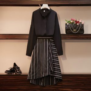 Women's Striped Shirt & Skirt Set