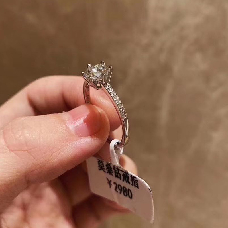 1 carat faux moissanite geometric ring with korean style design