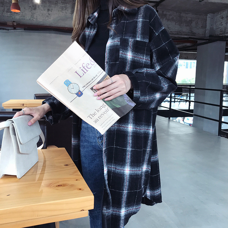 Women’s Plaid Casual Shirt Coat
