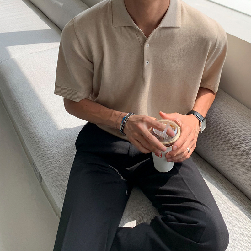 Men's Ice Silk Knit Polo Shirt | Short Sleeve Trendy Polo - Image 4