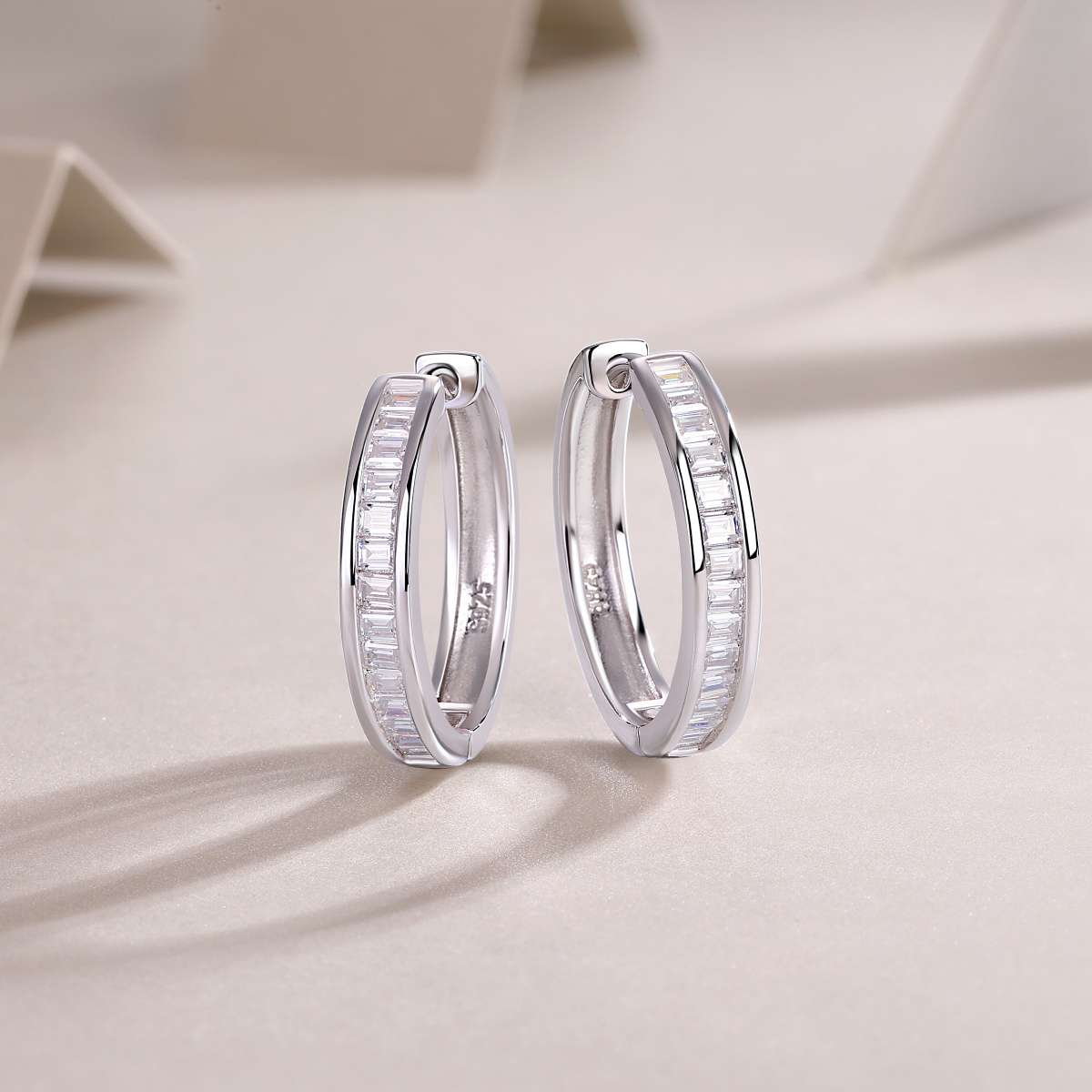 silver moissanite diamond stud earrings for women with brilliant sparkling stones