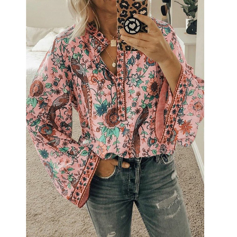 Peacock Print Chiffon Shirt - Image 7