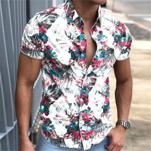 Men's Floral Print Casual Shirt | Short Sleeve Button-Up Shirt