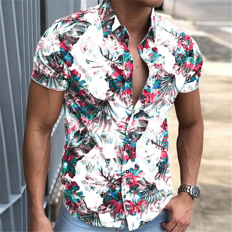 Men's Floral Print Casual Shirt | Short Sleeve Button-Up Shirt