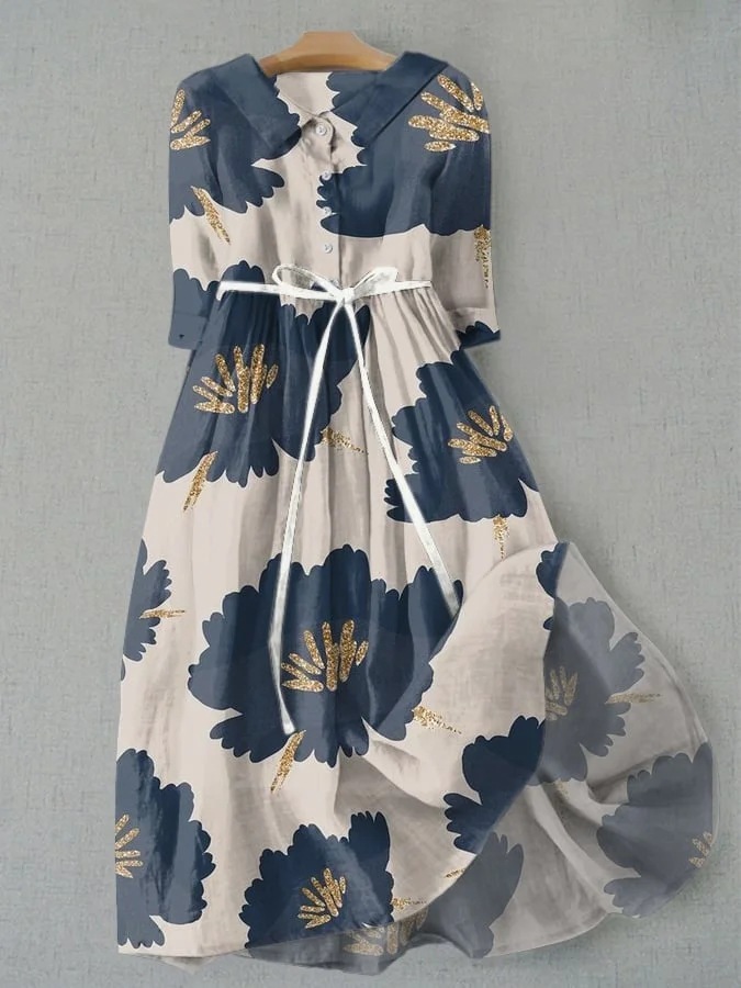 Women’s Floral Casual Shirt Dress | Long Sleeve Printed Dress