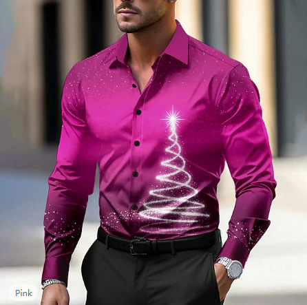 Men's Long Sleeve Hawaiian Shirt | Loose Fit Printed Shirt - Image 5