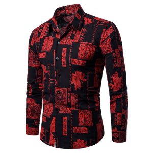 Men’s Printed Long Sleeve Casual Shirt | Stylish Button-Up Shirt