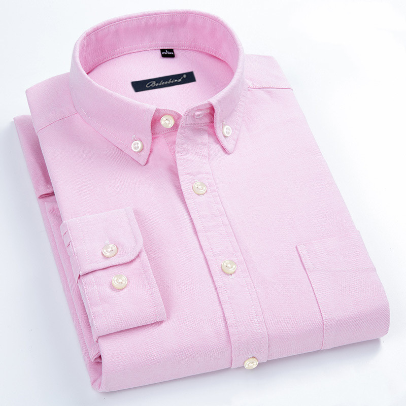 men's long sleeve Oxford button-down shirt with classic business casual styling